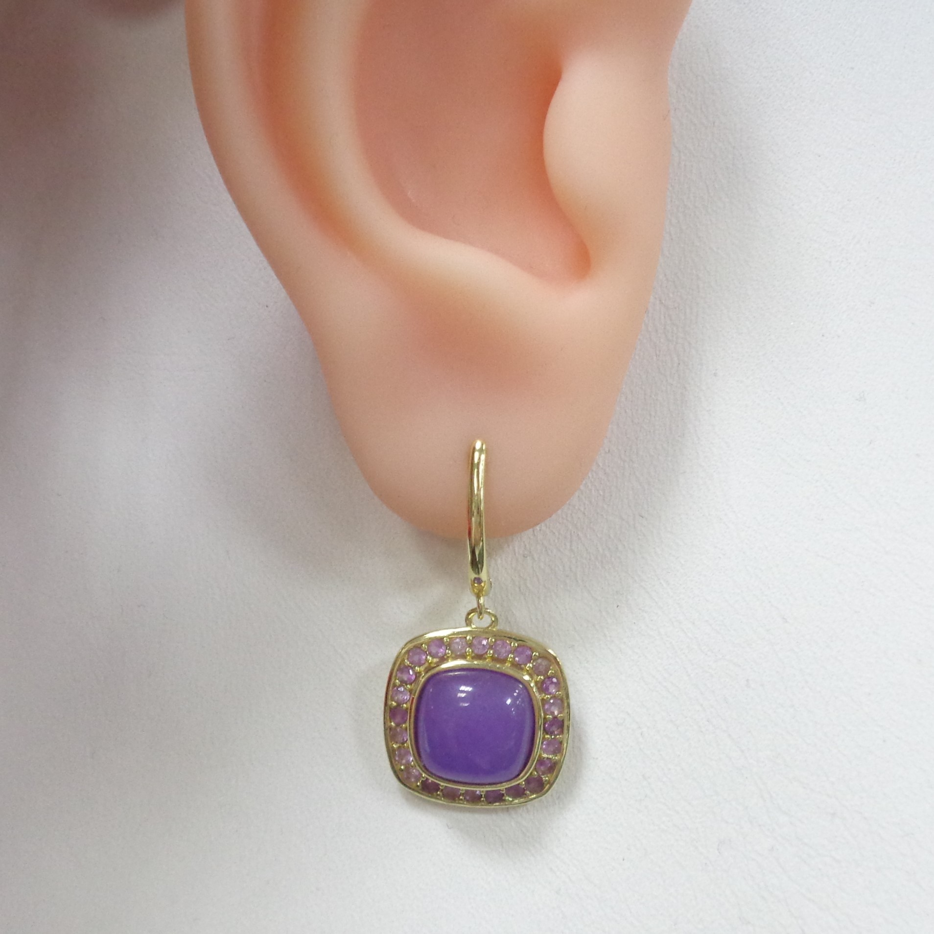 Серебряные серьги с лавандовыми жадеитами